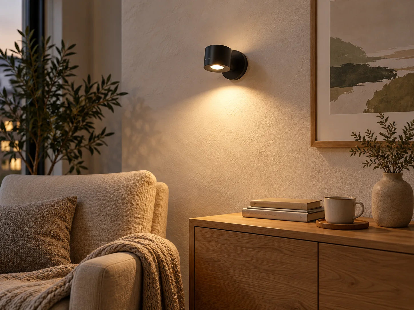 Kleverlicht Wandlampe in einer gemütlichen Leseecke